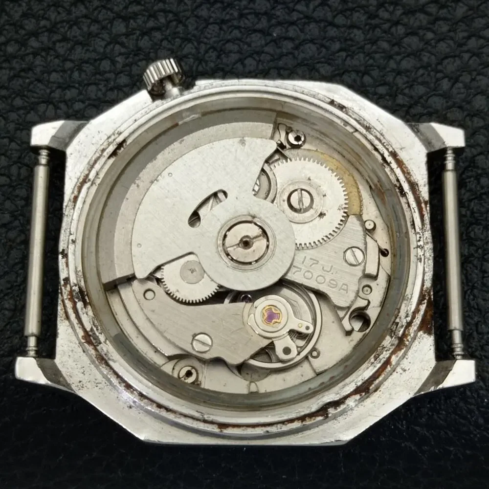 Vintage 1978 Seiko Square Automatic Mens Silver Watch W/daydate & Gold accents